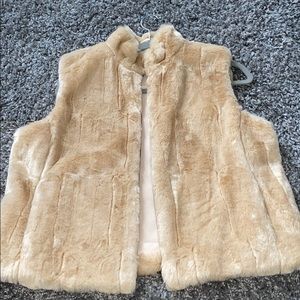 Ann Taylor LOFT Tan Fur Vest